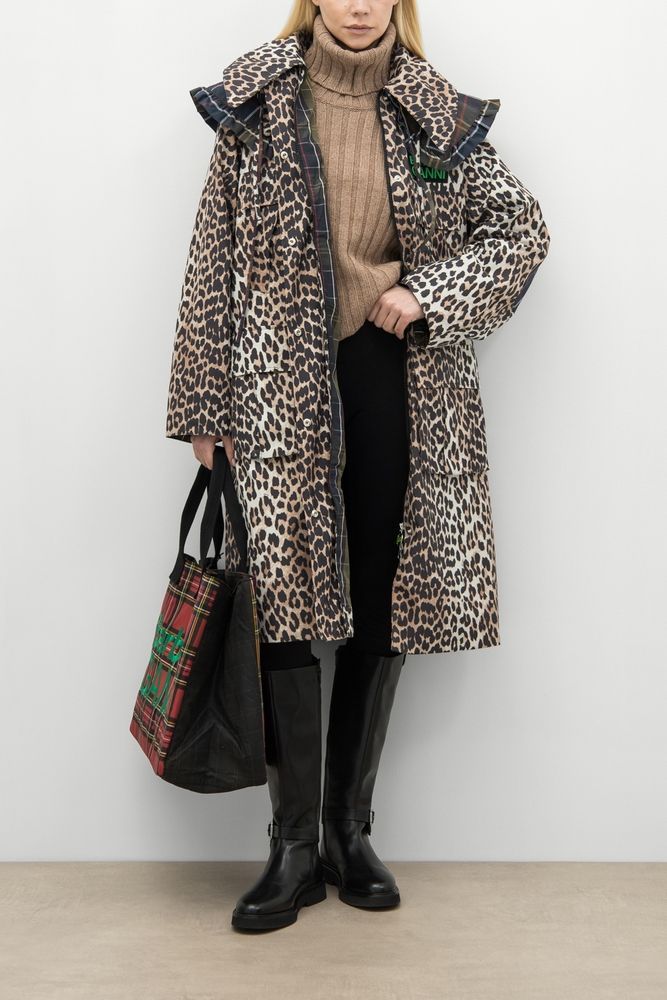 BARBOUR x GANNI Пальто LEOPARD WATERPROOF