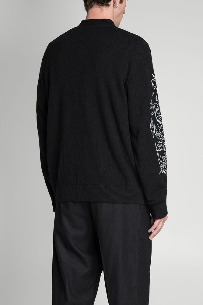 Кардиган Tatsu Cardigan Wool Knit Blend Black garment washed